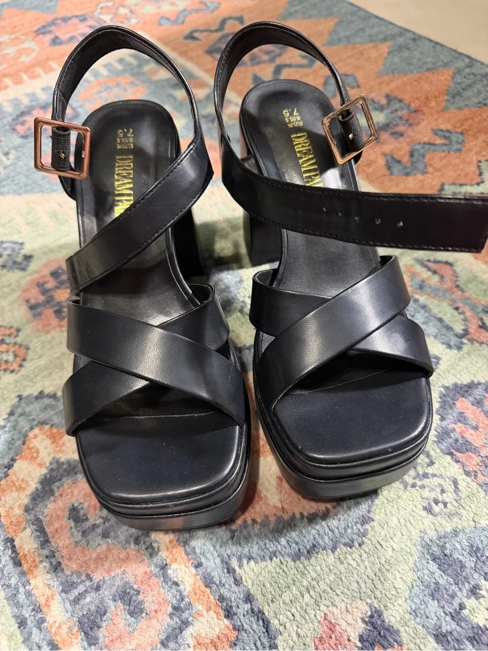 Dream Pairs Black Platform Sandals with Buckle